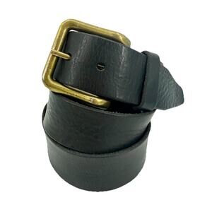 Vintage Lejon Black Leather Belt Size 42 Made In USA Shrunken Grain Steerhide